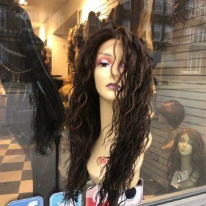 Long Curly Free Part Lace 4 brown no highlights